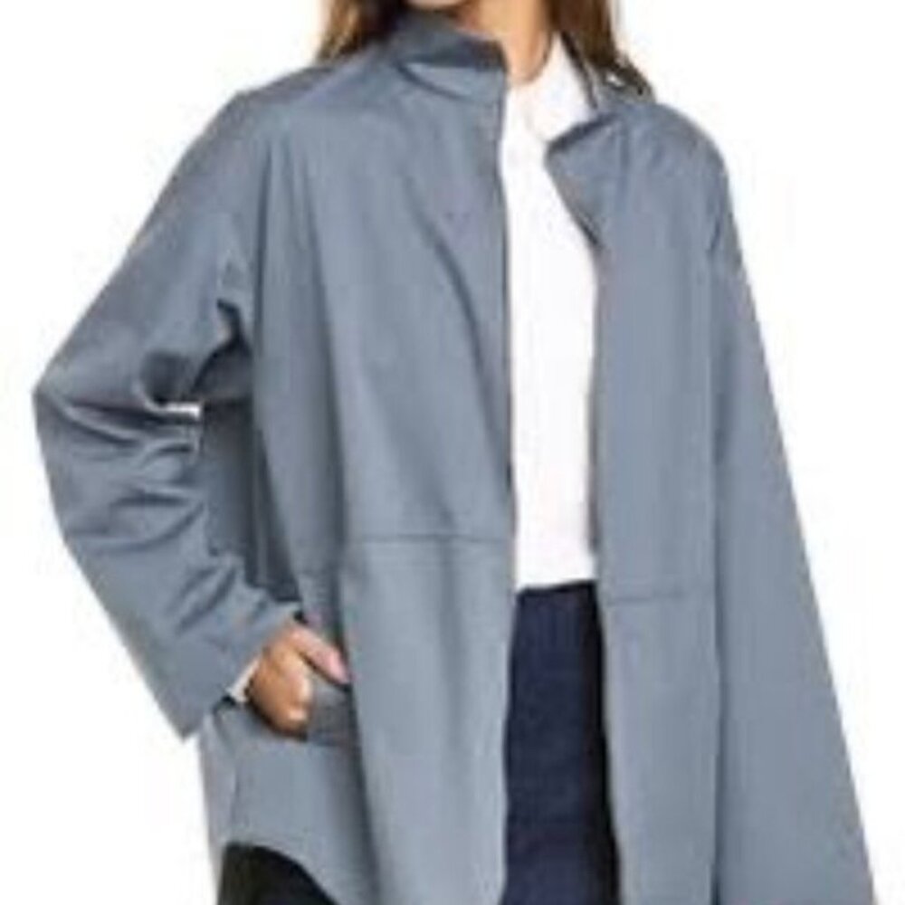 Lafayette 148 Ansel Womens‎ Jacket In Italian Duo Cotton Twill In Blue Size XL